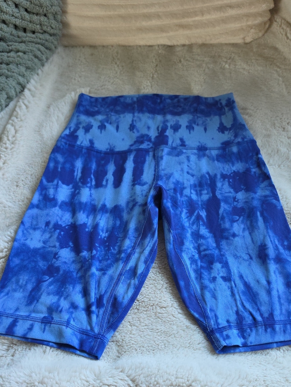 lululemon athletica Blue Tie-Dye High-Rise Bike Shorts